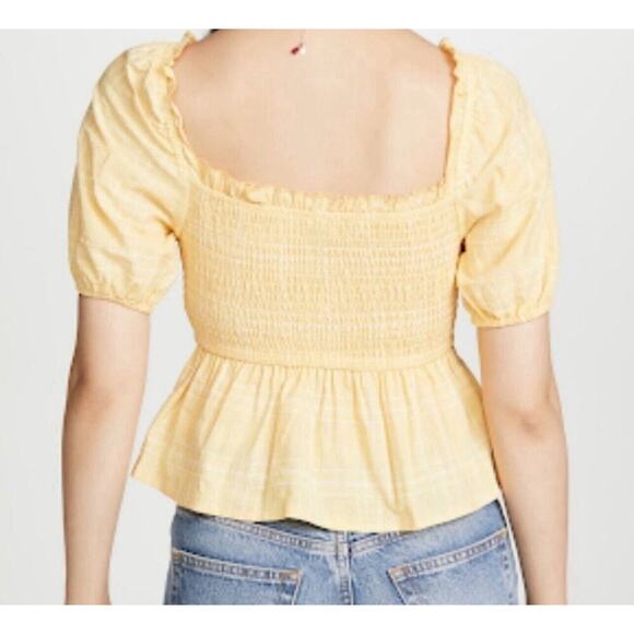 The Fifth Label Hummingbird Smocked Cropped Top Size 6 NWT Butter Yellow - Picture 2 of 10